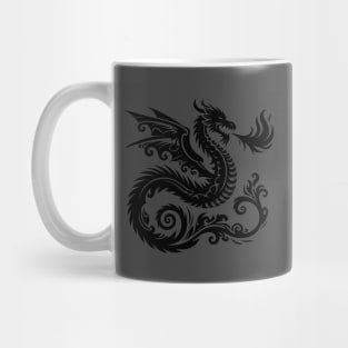 Mystical Black Dragon Tribal Art Fantasy Mug